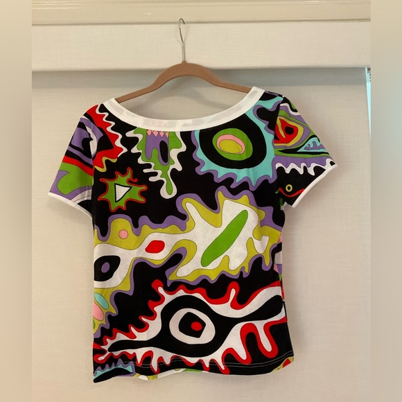 Emilio Pucci Vibrant Eccentric Pattern Tee- Large - Picture 2 of 3